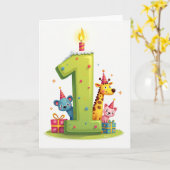 1歳の誕生日お祝いカード カード (黄色い花)