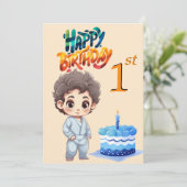 1歳の誕生日お祝いグリーティングカード (スタンド正面)