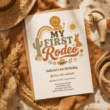 1歳の誕生日お祝いロデオパーティーの招待状