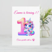 1歳の誕生日お祝い招待状（編集可能） 招待状 (スタンド正面)