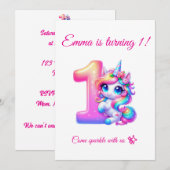 1歳の誕生日お祝い招待状（編集可能） 招待状 (正面/裏面)