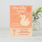 1歳の誕生日お祝い- 間抜けワンガースガール 招待状 (スタンド正面)