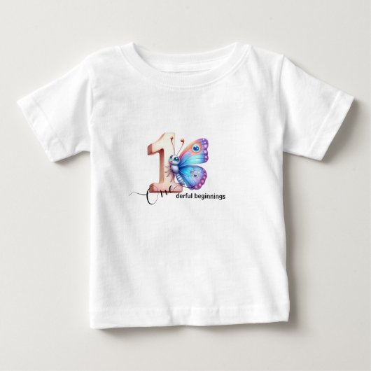 1歳の誕生日お祝いTシャツ 子供用 ベビーTシャツ (正面)