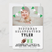 1歳の誕生日かわいいアメリカンフットボールの子供たち写真 招待状 (正面)