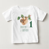 1歳の誕生日かわいいスロつるスの上下逆さ ベビーTシャツ (正面)