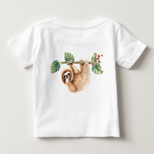 1歳の誕生日かわいいスロつるスの上下逆さ ベビーTシャツ (裏面)
