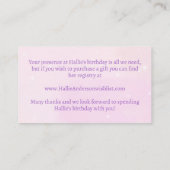 1歳の誕生日かわいいゾウのピンクのギフトレジストリ エンクロージャーカード (裏面)