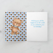 1歳の誕生日かわいいテディバルーンボーイ カード (内部)