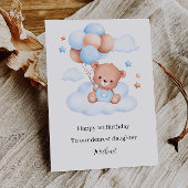 1歳の誕生日かわいいテディベア 招待状