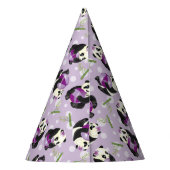 1歳の誕生日かわいいパンダクマ柔らかい紫のパターン パーティーハット (裏面)