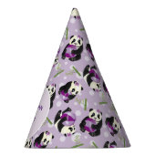 1歳の誕生日かわいいパンダクマ柔らかい紫のパターン パーティーハット (右)