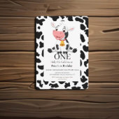 1歳の誕生日かわいい白黒ベビー牛 招待状