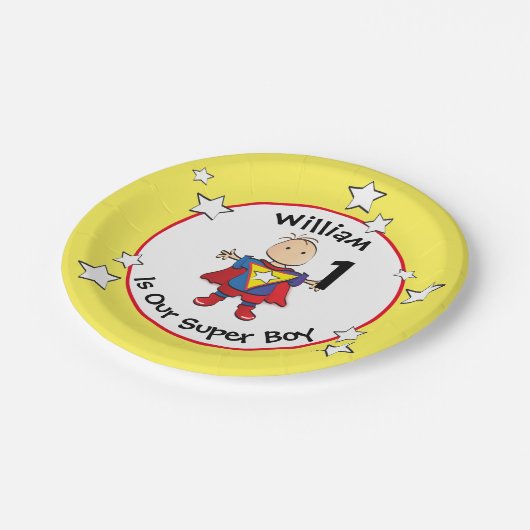 1歳の誕生日すごい男の子マンガかわいいパーティープレート ペーパープレート (アングル)