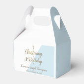 1歳の誕生日と洗礼の青い男の子用ギフトボックス フェイバーボックス (正面サイド)