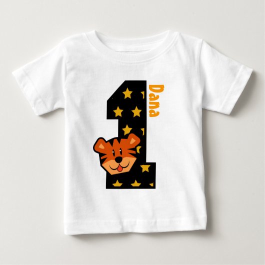 1歳の誕生日と虎 ベビーTシャツ (正面)
