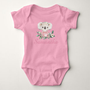 1歳の誕生日におすすめのカスタマイズコアラ花柄Tシャツ ベビーボディスーツ