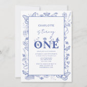 1歳の誕生日にチノイスリーブルーが1歳になる 招待状 (正面)
