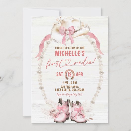 1歳の誕生日にブーツを履く 招待状 (正面)