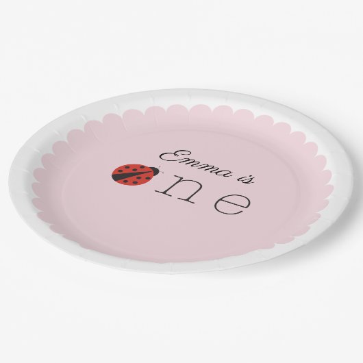 1歳の誕生日にプレートのラディバグ ペーパープレート (アングル)