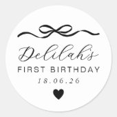 1歳の誕生日にボウ ラウンドシール (正面)