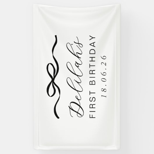 1歳の誕生日にボウ 横断幕 (縦)