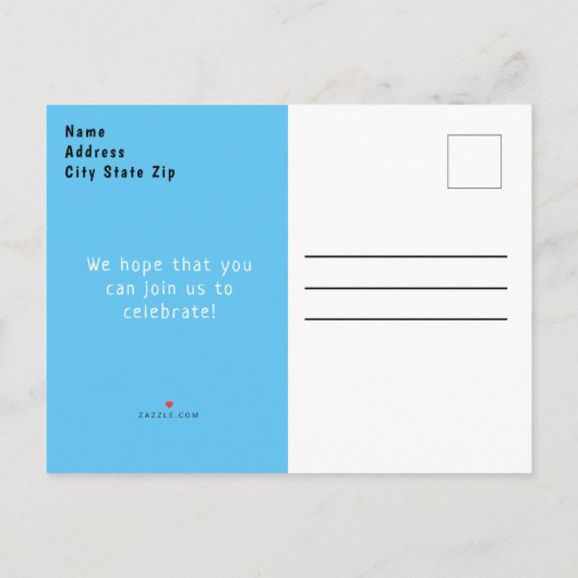 1歳の誕生日に動物園で納屋周囲の庭おもしろいキッズ インビテーションポストカード (裏面)