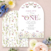 1歳の誕生日に咲く野花が蝶を一周 招待状