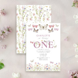 1歳の誕生日に咲く野花が蝶を一周 招待状