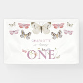 1歳の誕生日に咲く野花が蝶を一周 横断幕 (横)