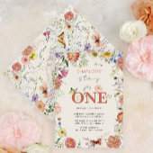 1歳の誕生日に押された花が咲き乱 招待状