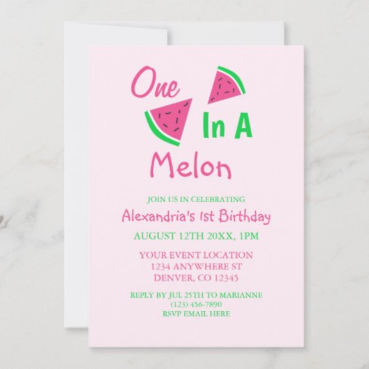 1歳の誕生日に1人 招待状 (正面)