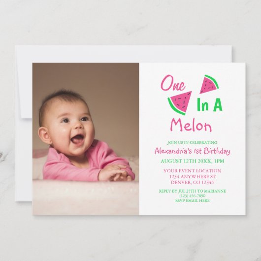 1歳の誕生日に1人 招待状 (正面)