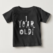 1歳の誕生日のおじいさんかわいいベビースカルロック ベビーTシャツ (正面)