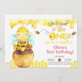 1歳の誕生日のお招きで1人の女の子になれるなんて。  招待状 (正面/裏面)