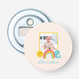 1歳の誕生日のお気に入りカスタム写真&名前レインボーワン 栓抜き