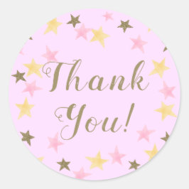 1歳の誕生日のトゥインクルリトルスターピンクの女の子 ラウンドシール