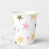 1歳の誕生日のトゥインクルリトルスターピンクの女の子 紙コップ (裏面)