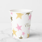 1歳の誕生日のトゥインクルリトルスターピンクの女の子 紙コップ (正面)