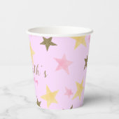 1歳の誕生日のトゥインクルリトルスターピンクの女の子 紙コップ (裏面)