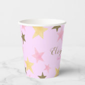 1歳の誕生日のトゥインクルリトルスターピンクの女の子 紙コップ (正面)