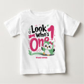 1歳の誕生日のフクロウ ベビーTシャツ (正面)