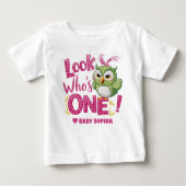 1歳の誕生日のフクロウ ベビーTシャツ (正面)