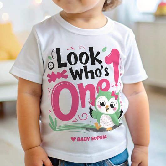 1歳の誕生日のフクロウ ベビーTシャツ