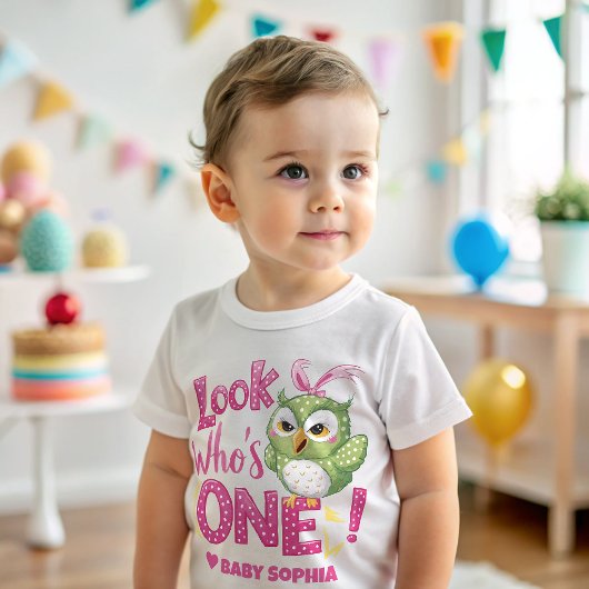 1歳の誕生日のフクロウ ベビーTシャツ