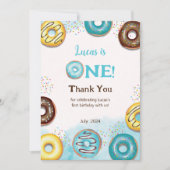 1歳の誕生日のフラットサンキューカード。 サンキューカード (正面)