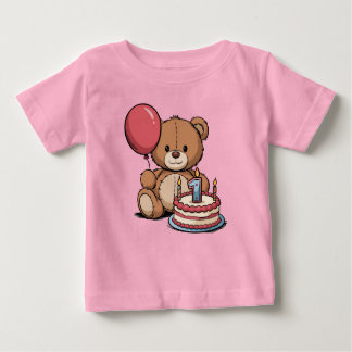 1歳の誕生日のミニマルなデザイン ベビーTシャツ