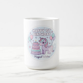 1歳の誕生日のユニコーンマグ コーヒーマグカップ