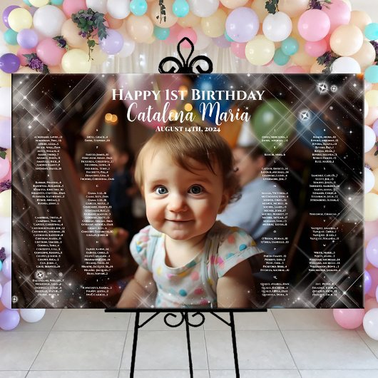 1歳の誕生日の写真の座席表1歳の誕生日 ポスター