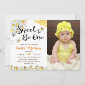 1歳の誕生日の写真を撮るのに非常に甘い 招待状 (正面)