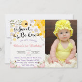 1歳の誕生日の写真を撮るのに非常に甘い 招待状 (正面)